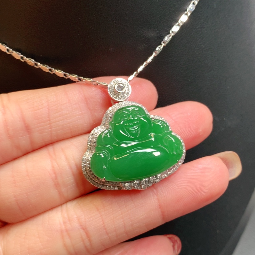 【闪购商品】翡翠吊坠(赠链)18K金镶嵌
