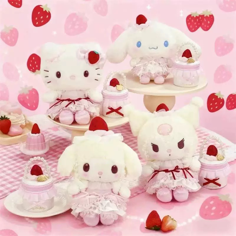 日版三丽鸥 草莓蛋糕二代毛绒挂件钥匙扣收藏周边（直邮）