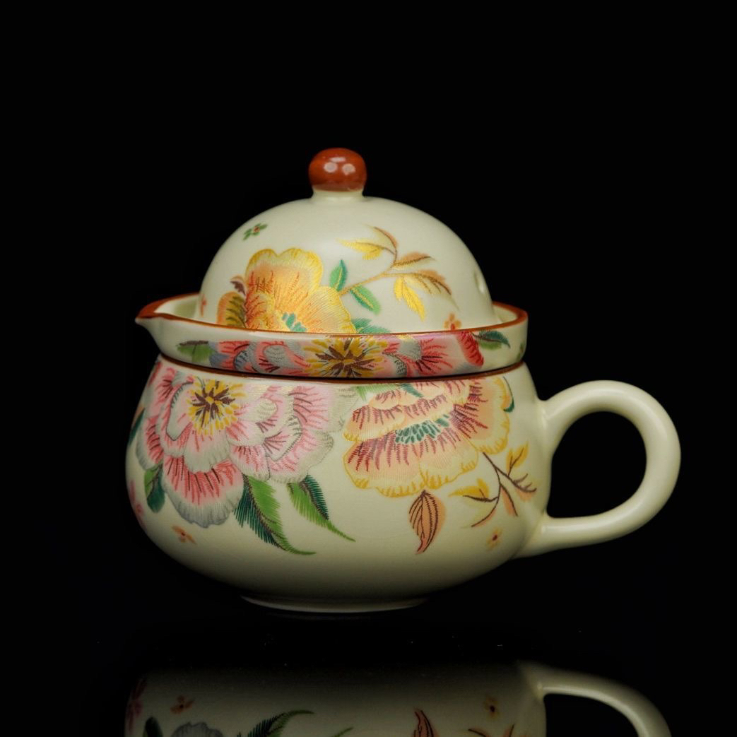 金牡丹茶咖杯手抓壶旅行茶具便携式防烫泡茶碗高端功夫快客杯