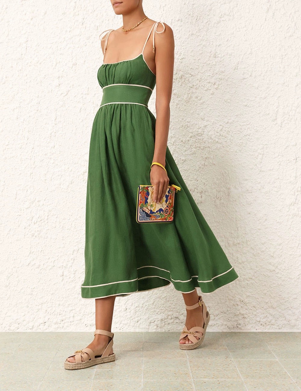 GABBY 小众绿色吊带长裙QQHH159