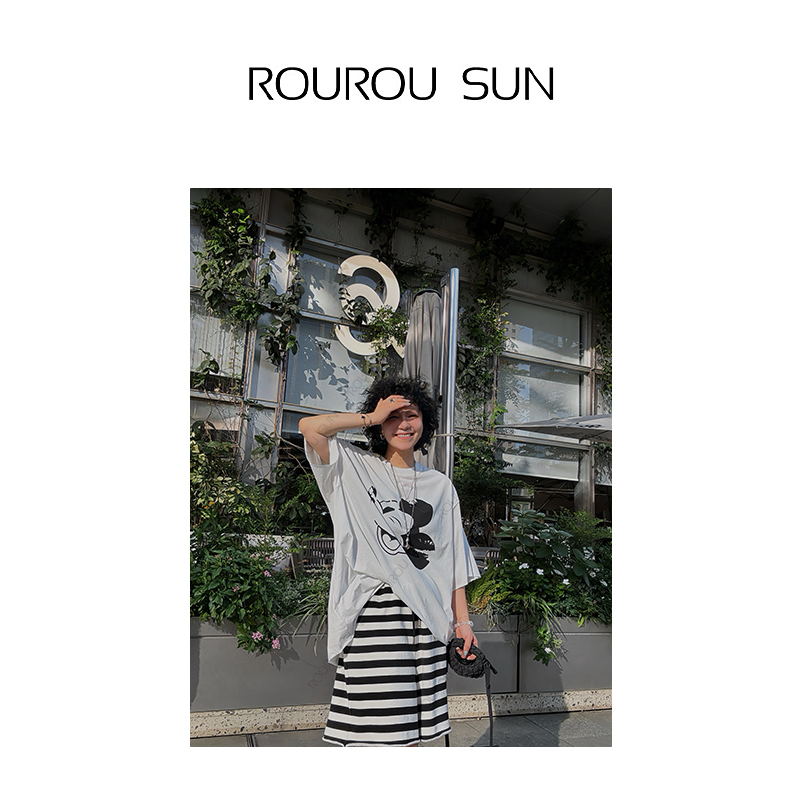 27620韩版百搭减龄米奇卡通印花T恤女休闲宽松潮流上衣