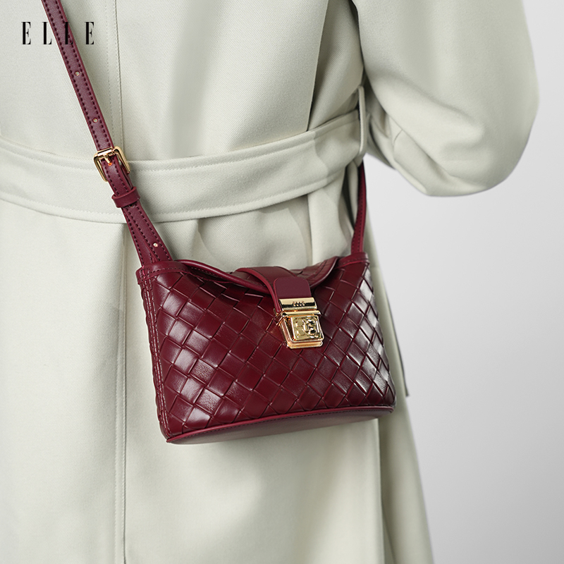 ELLE26年新款【琥珀流光】时尚编织商场同款设计师款单肩手拎薯条包