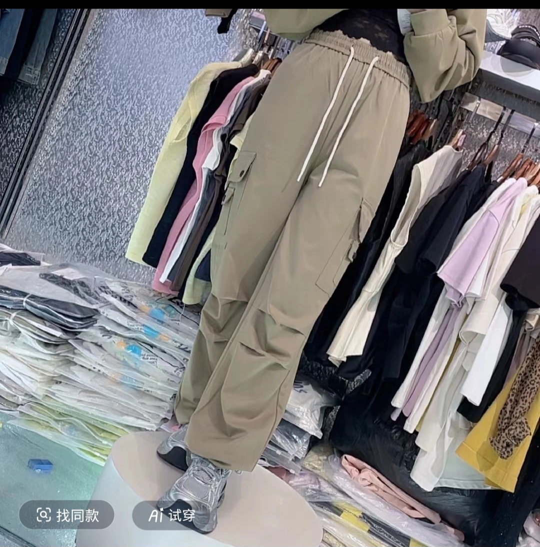 春秋工装裤女士美式工装阔腿休闲运动裤百搭时尚