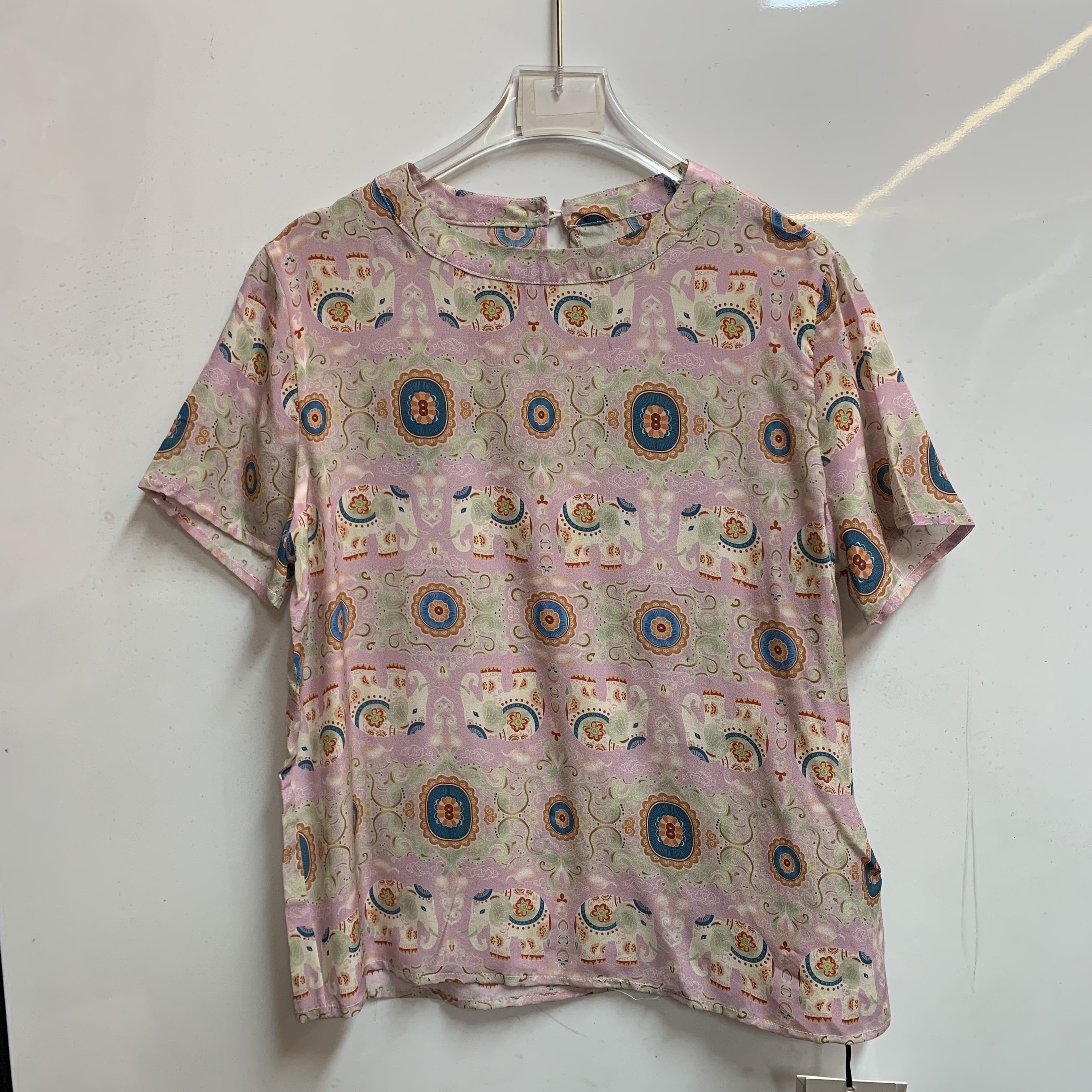 100桑蚕丝真丝双绉短袖上衣E181