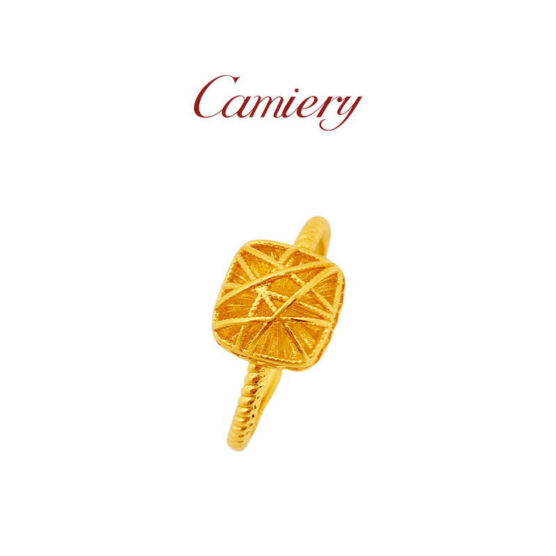  CAMIERY/卡美瑞 轻奢时尚拉丝方糖戒指经典百搭LD