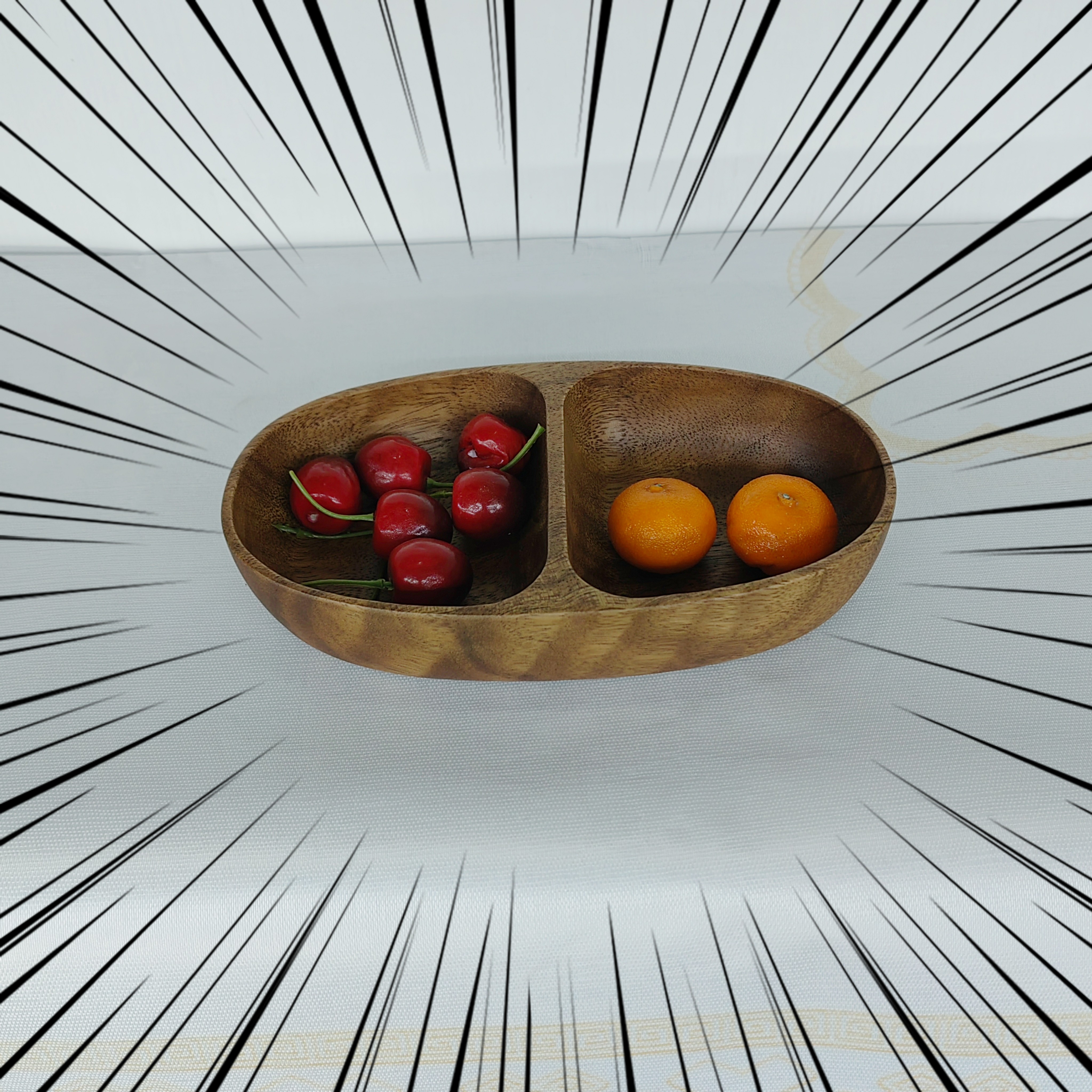 轻奢胡桃21*12木船型双格家用点心果盘零食盘