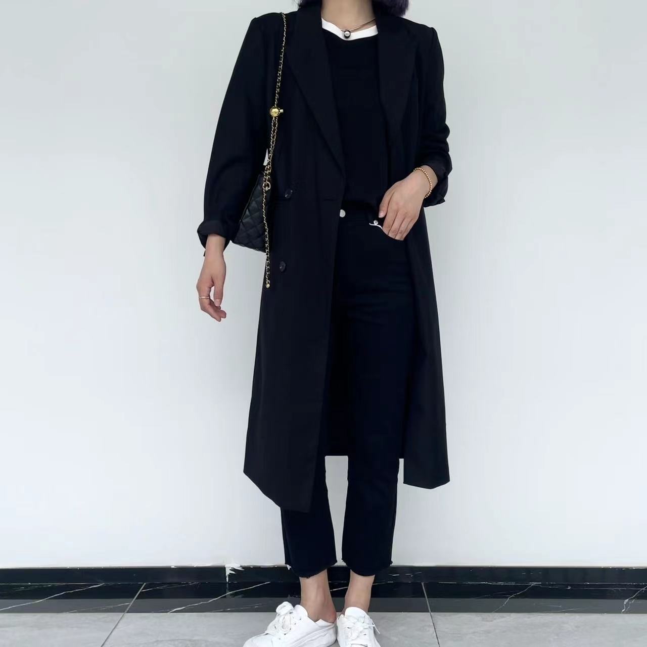 【海涛大叔】两粒扣设计正肩长款西服风衣 PLF220601