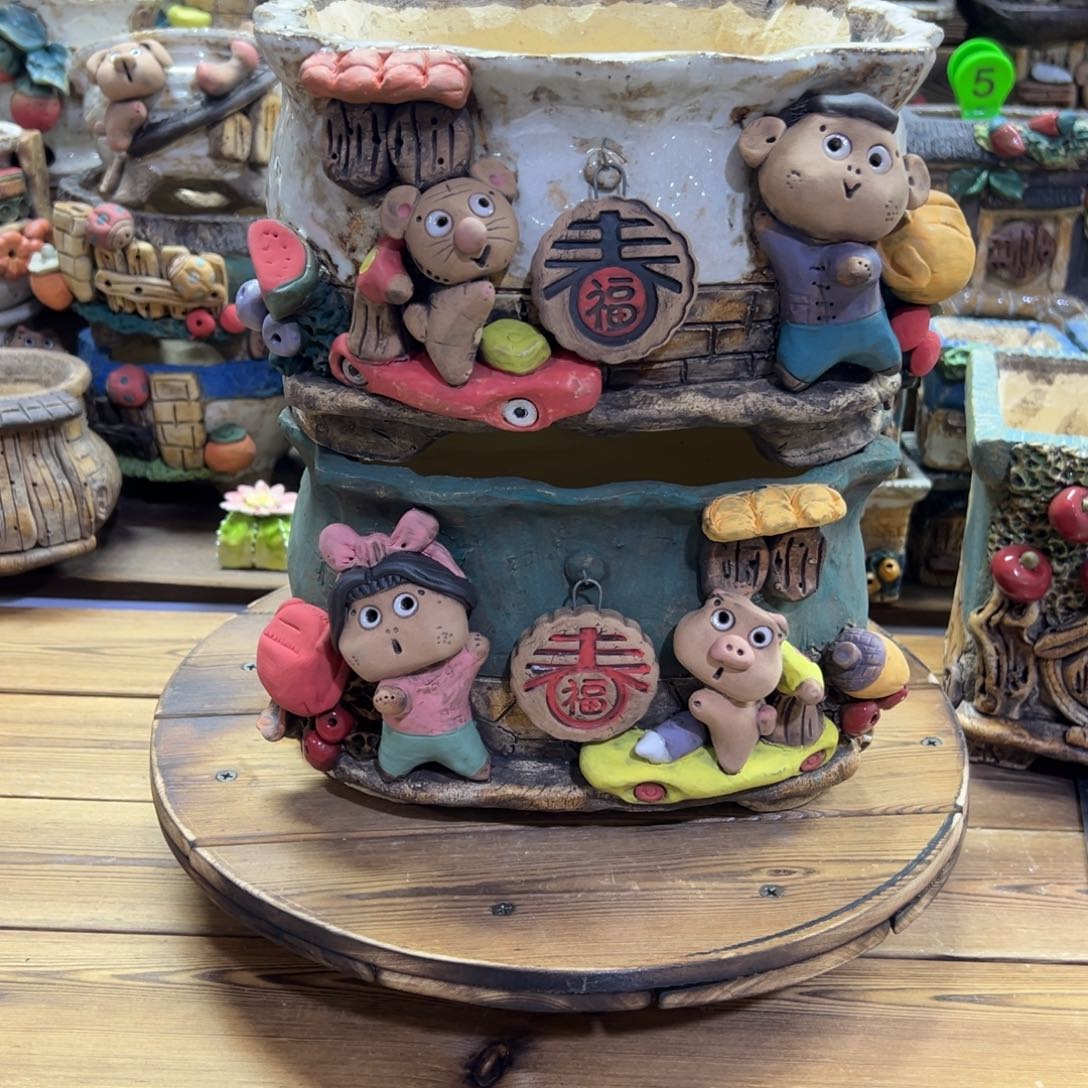 红陶蓝*雪嘻哈多肉花盆