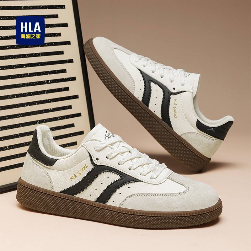 HLA/海澜之家2025冬季新款复古运动户外百搭时尚透气男士板鞋D309