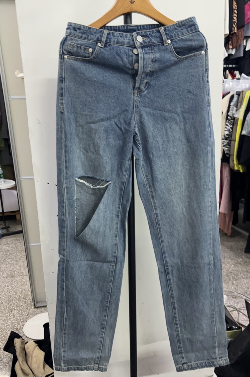 新款夏季大破洞牛仔长裤