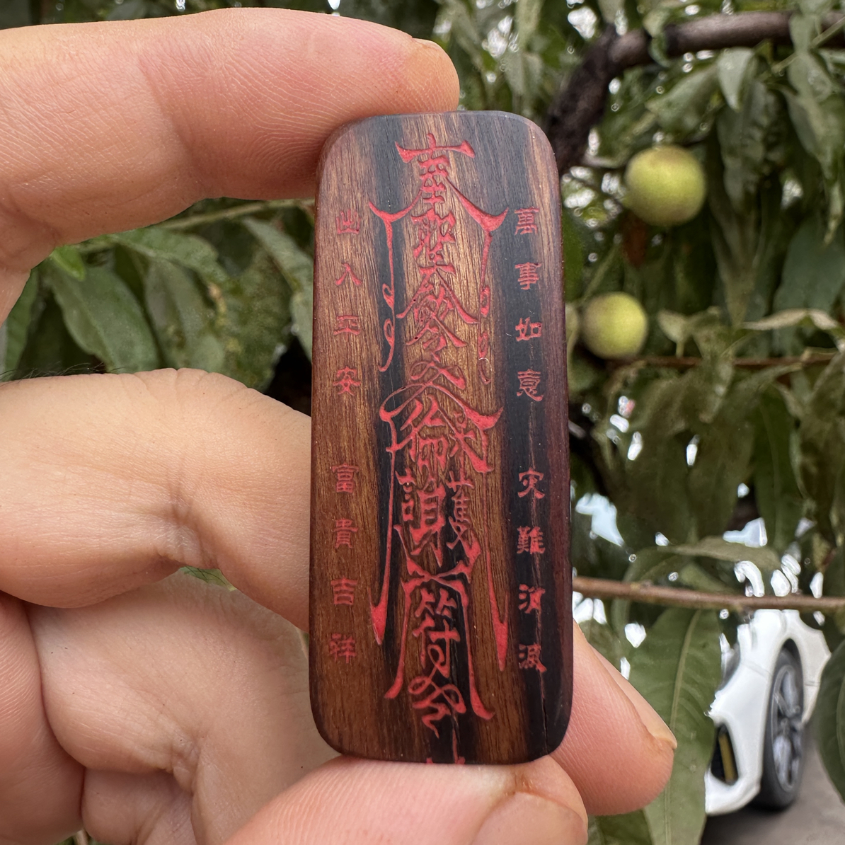 非金属木质吊坠 雷击木枣木护身符九字真言吊坠