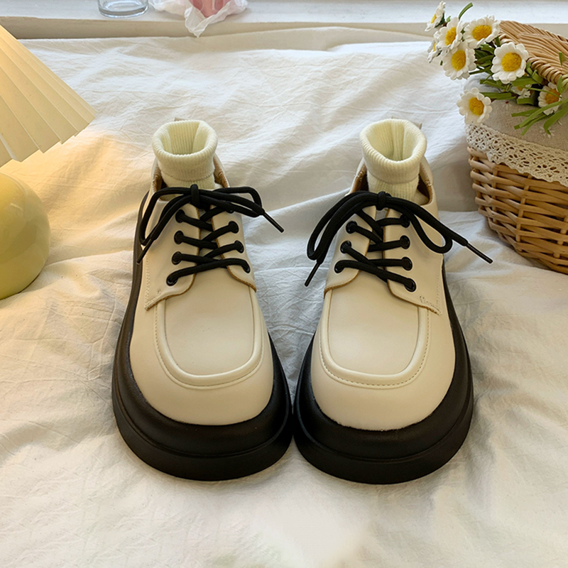 英伦风日系jk小皮鞋女2023年新款松糕厚底复古大头单鞋