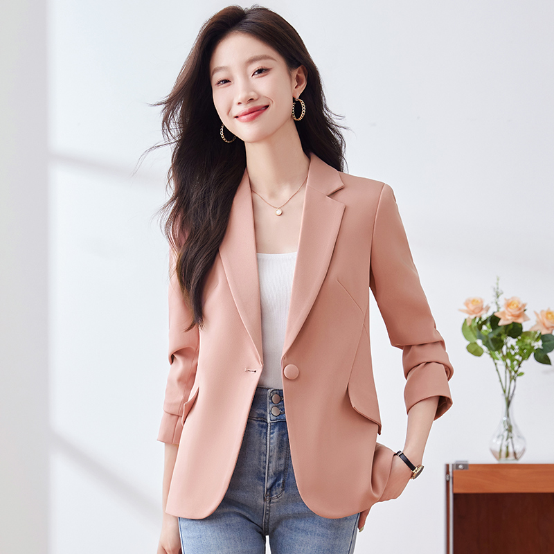 2025年春秋新款韩版修身显瘦百搭中长款气质长袖时尚西装外套女