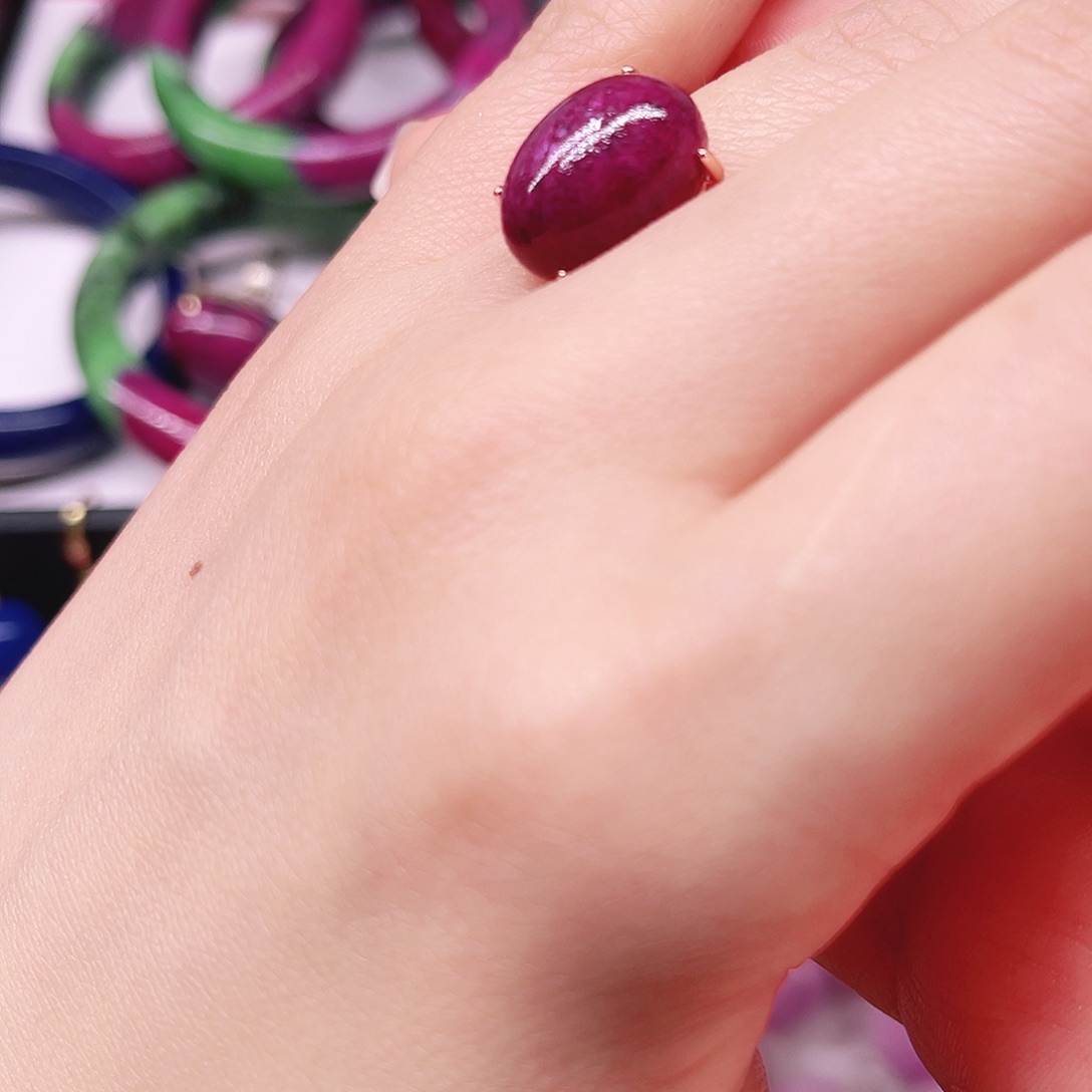 红宝石戒指银S925镶嵌