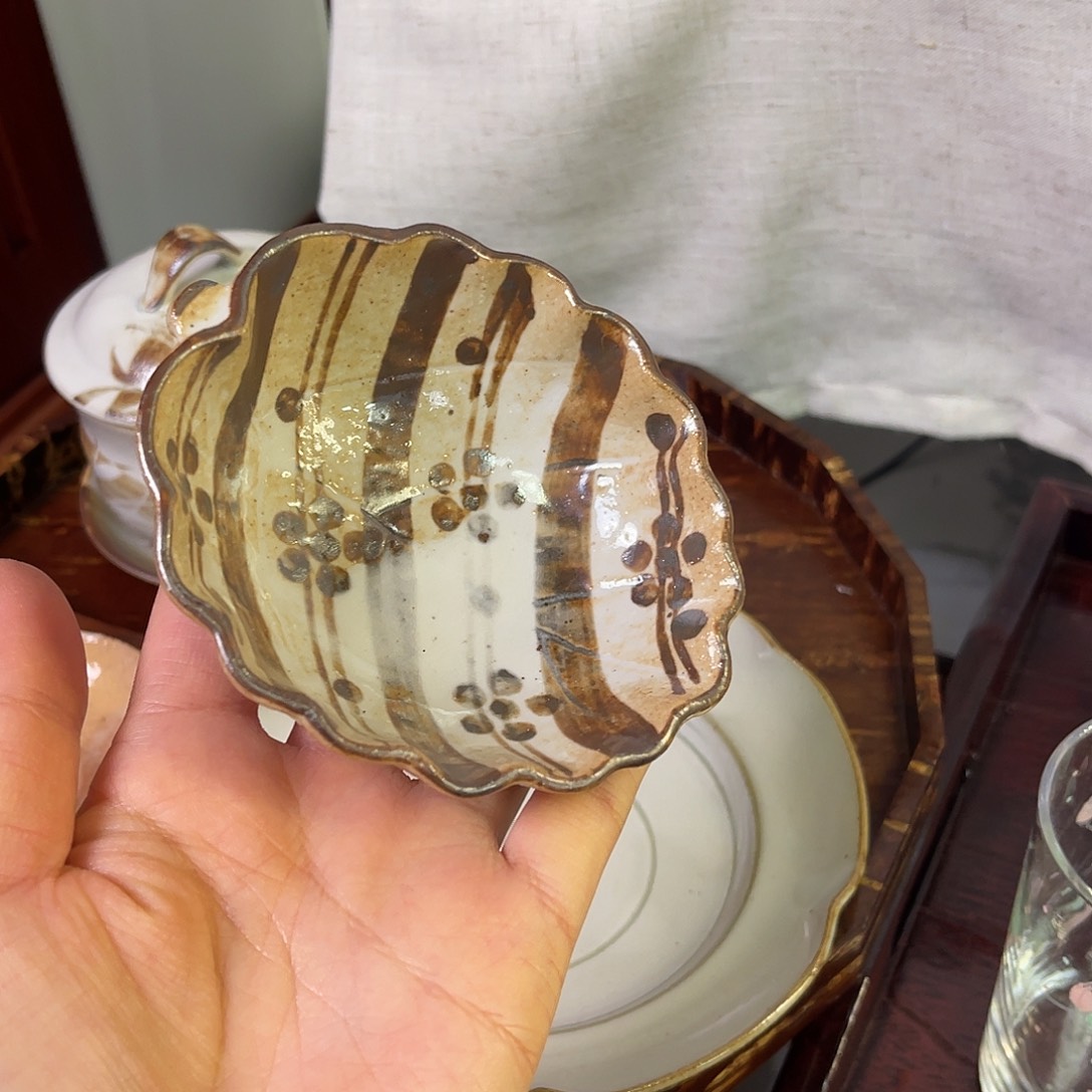 瓷片树叶小钵子老咯13