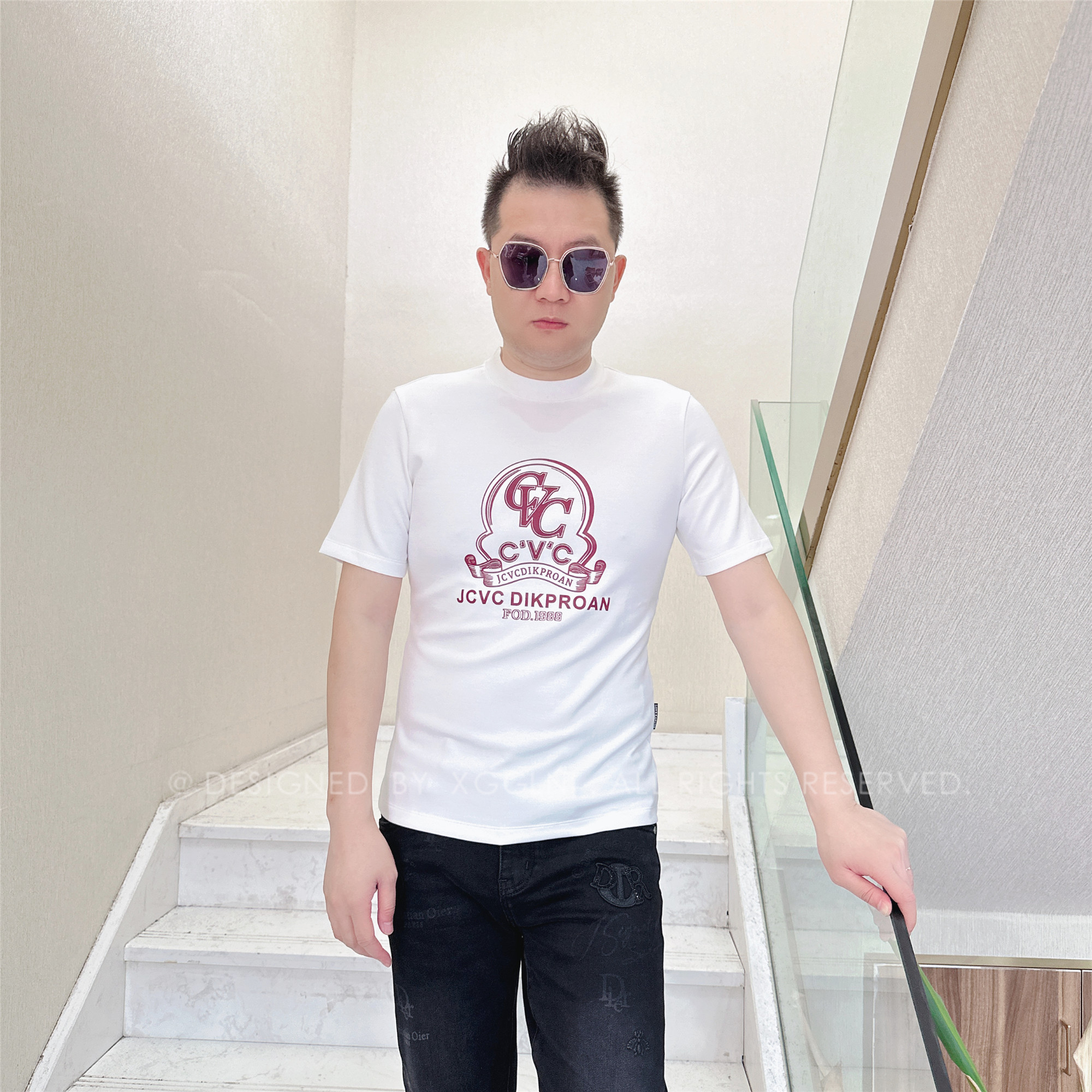 秋冬款ZZD轮廓内堆叠CVC男士品质高端轻奢洋气上档次潮牌短袖t恤