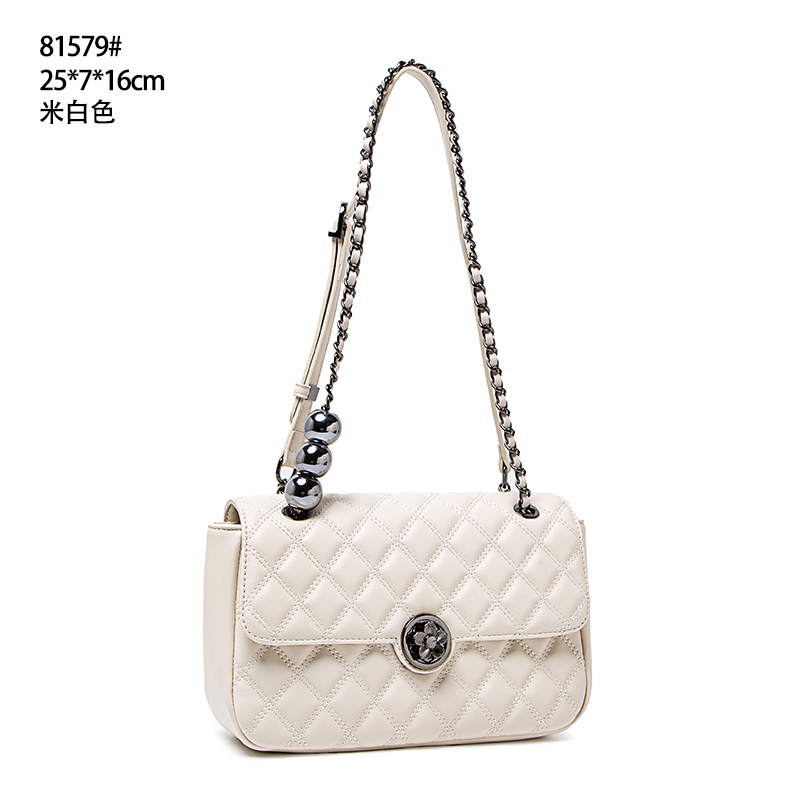 【初阳甄选】QYX-81579-米白色法式多层款斜挎包轻奢绣线女包