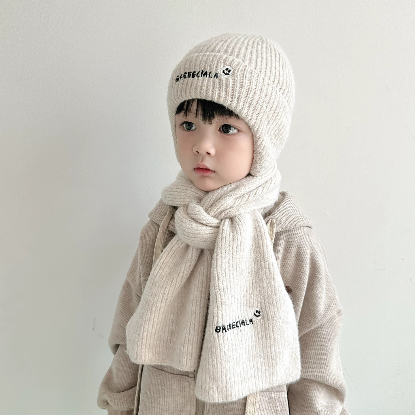 儿童帽子秋冬季男童围巾两件套冬天保暖加厚防风女童女孩男孩护耳