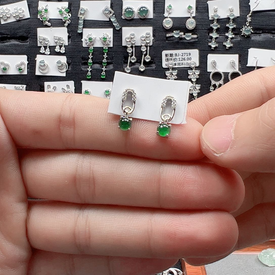 翡翠手链银S925镶嵌天然翡翠