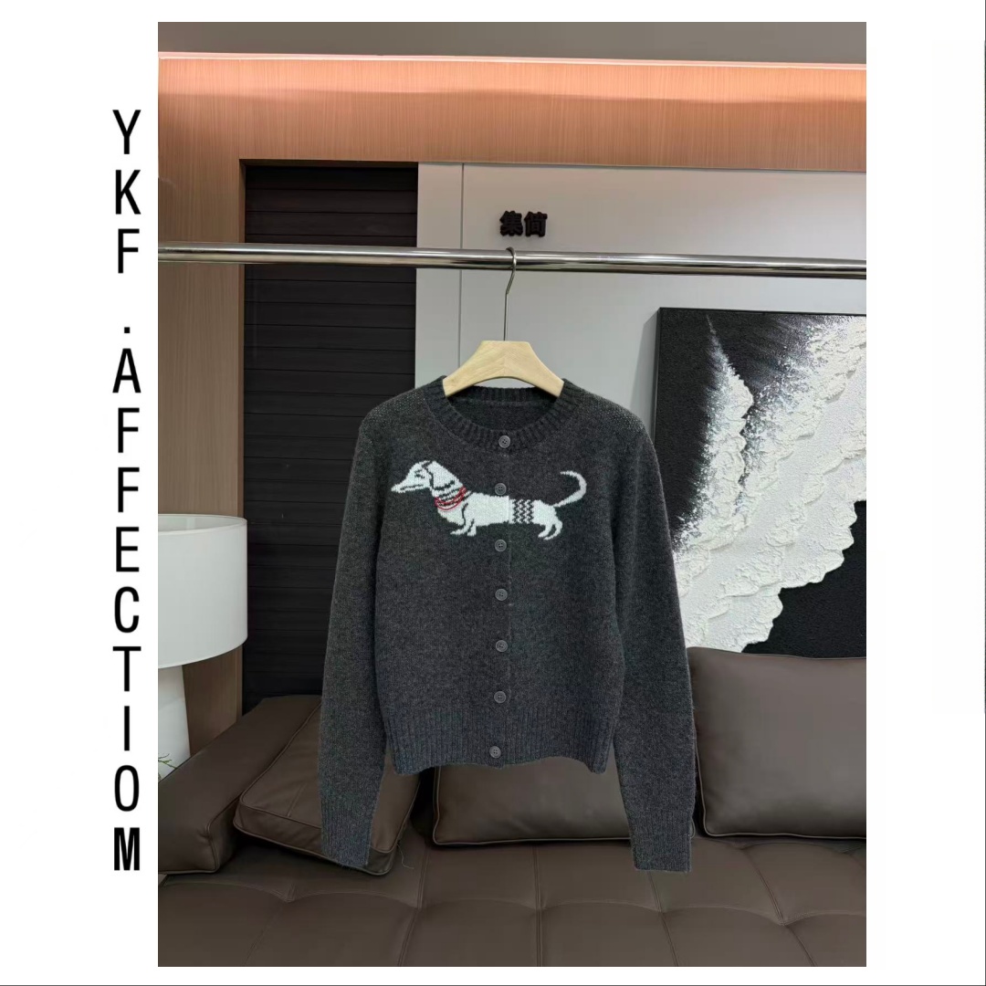 【蜡肠狗开衫毛衣】减龄百搭蜡肠狗提花开衫针织毛衣12224