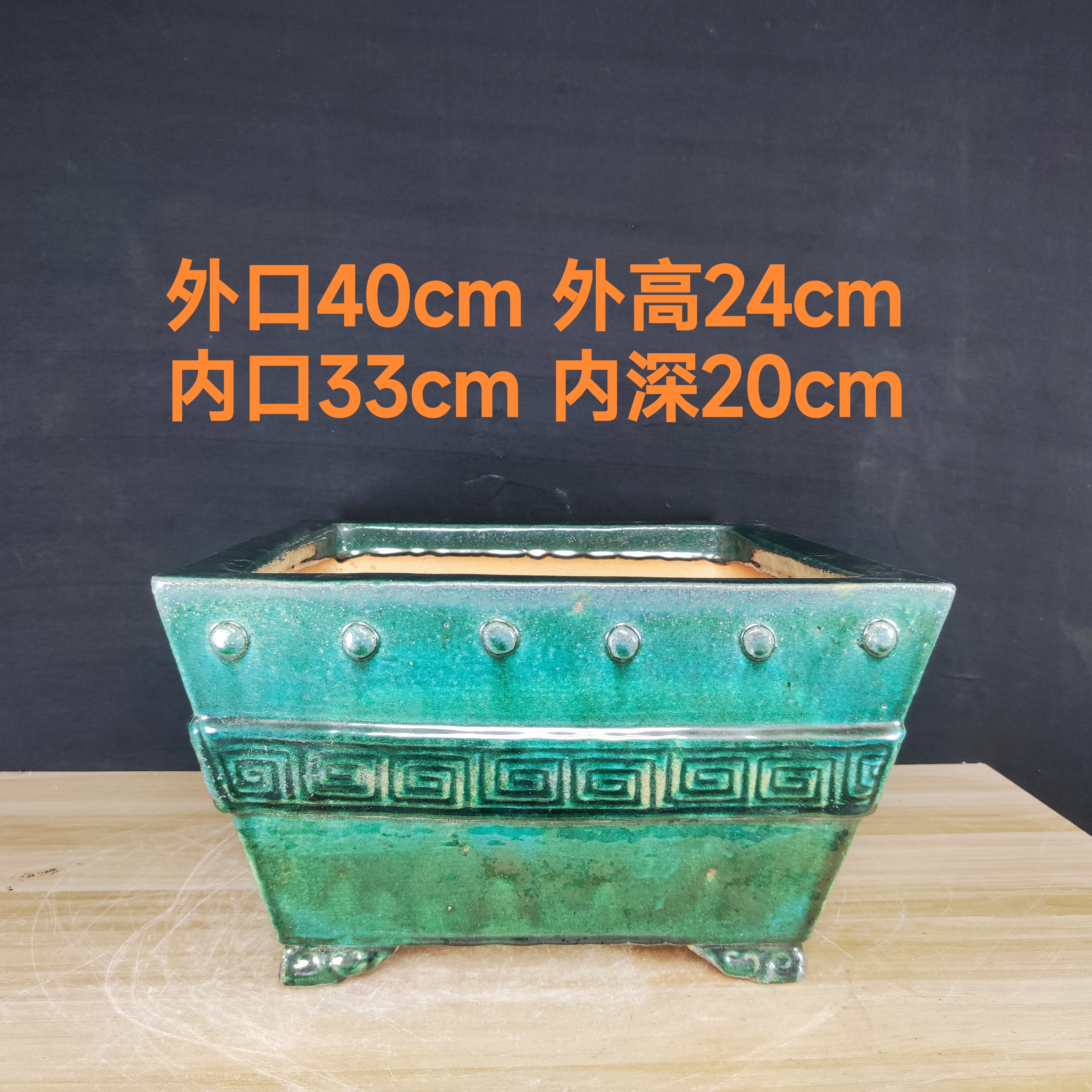 纯手工制作四方万字斗石湾花盆岭南盆景专用盆器粗陶泥纯手工制作