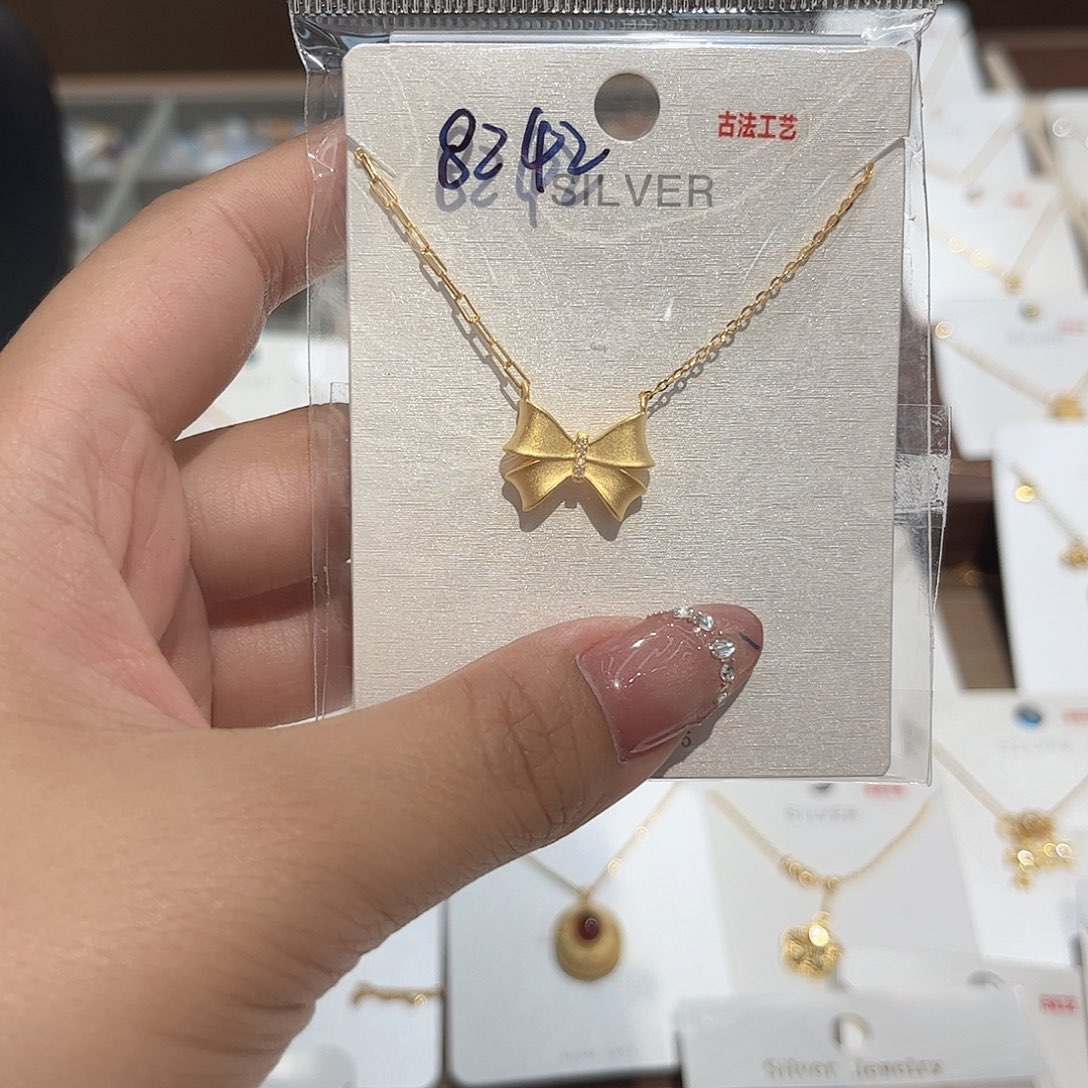 吊坠925银合成碳硅石蝴蝶结77