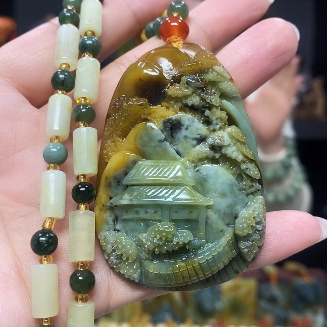 未镶嵌岫玉挂件吊坠项链