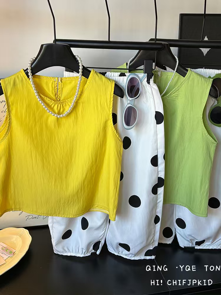 【黄翠波点】女童套装宝宝背心吊带裙直筒裤夏儿童无袖休闲半身裙