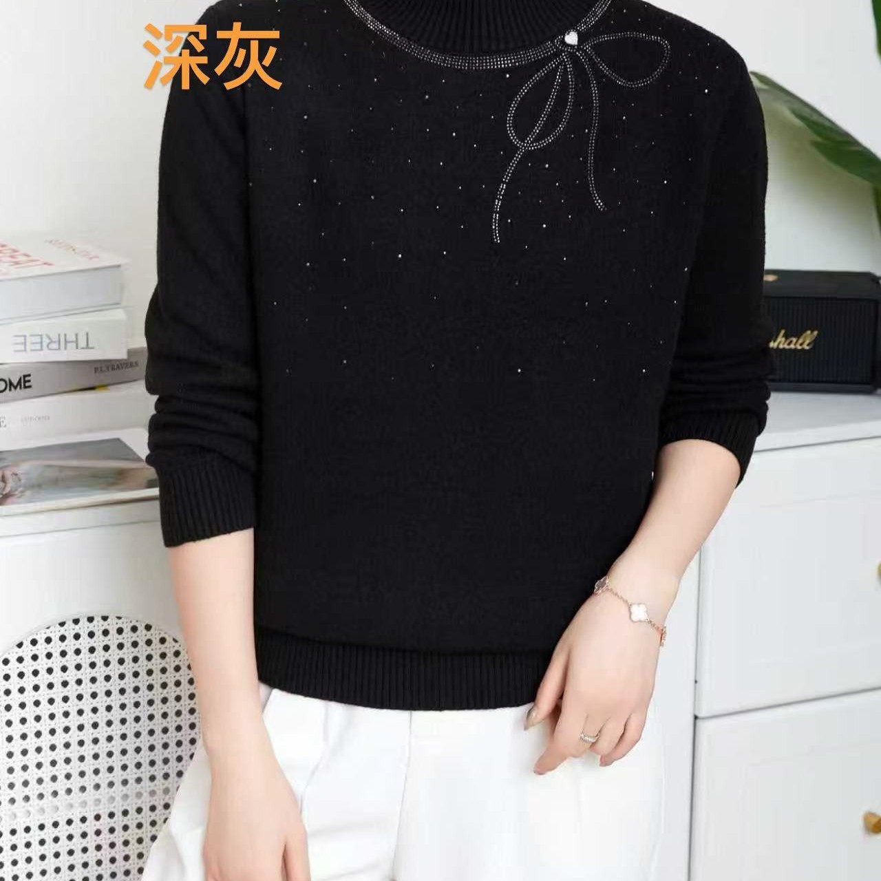 大码秋冬款，简约舒适针织毛衣，妈妈内搭2396款