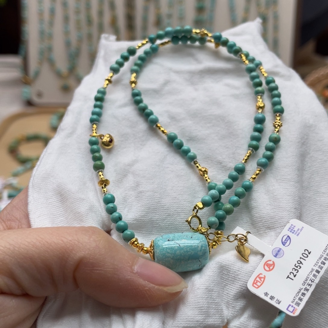 绿松石颈饰银S925镶嵌
