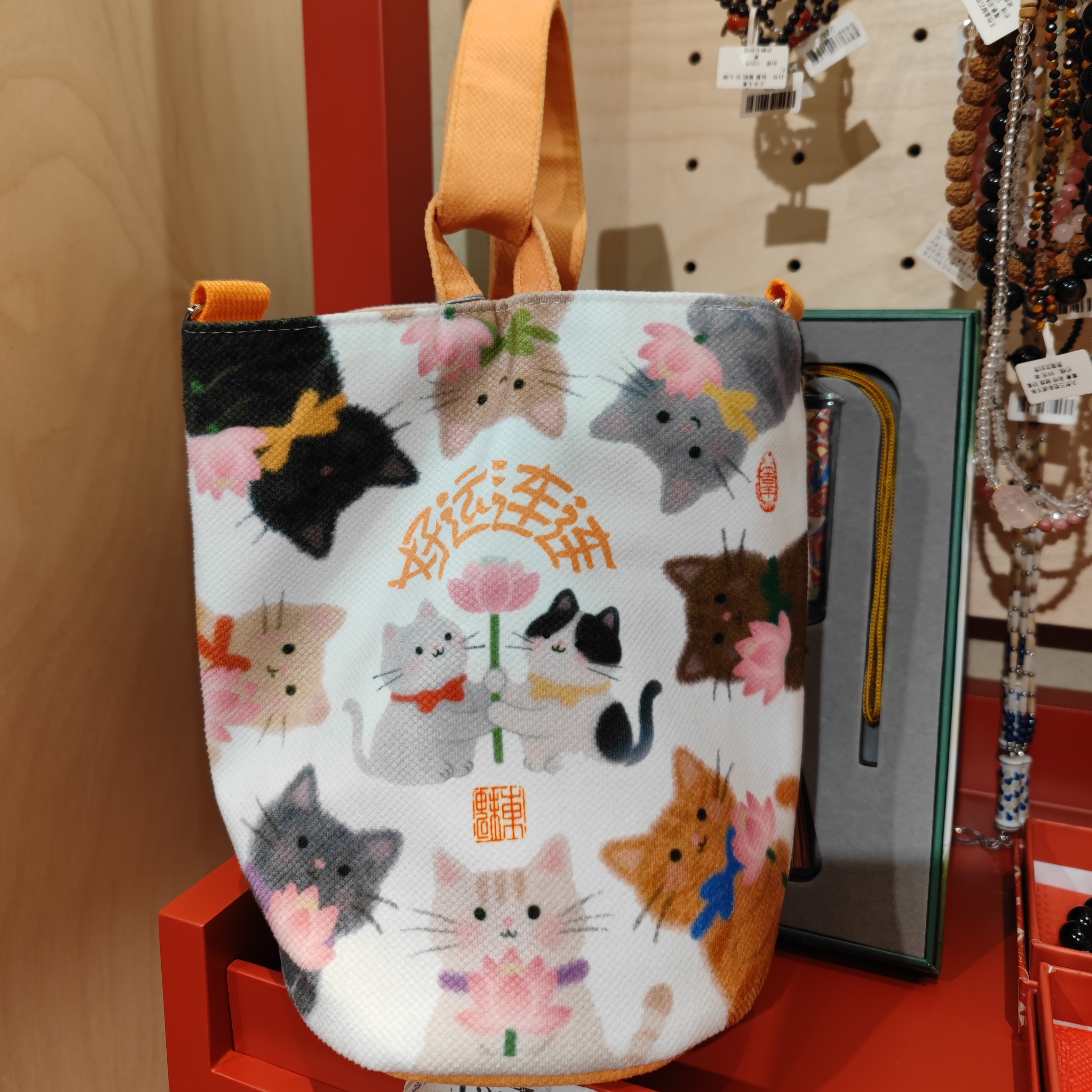 杭州灵隐文创馆一包四背猫猫款包印花