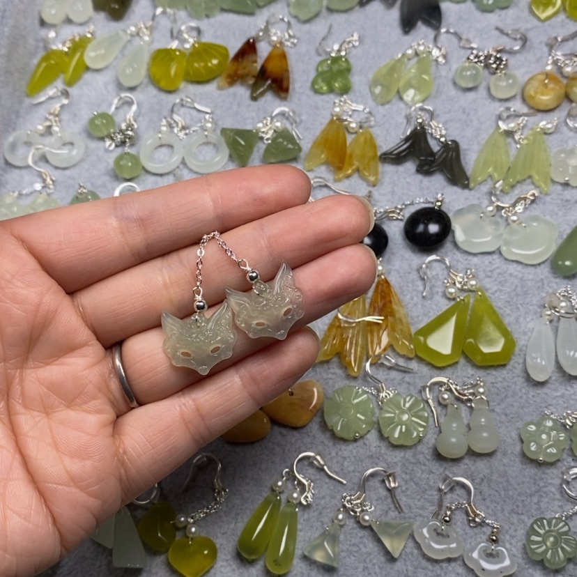 【闪购商品】蛇纹石玉未镶嵌挂件耳饰耳环项链