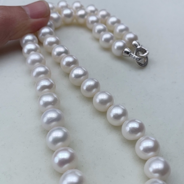 淡水珍珠颈饰银S925镶嵌卡10➕极光冷白高品