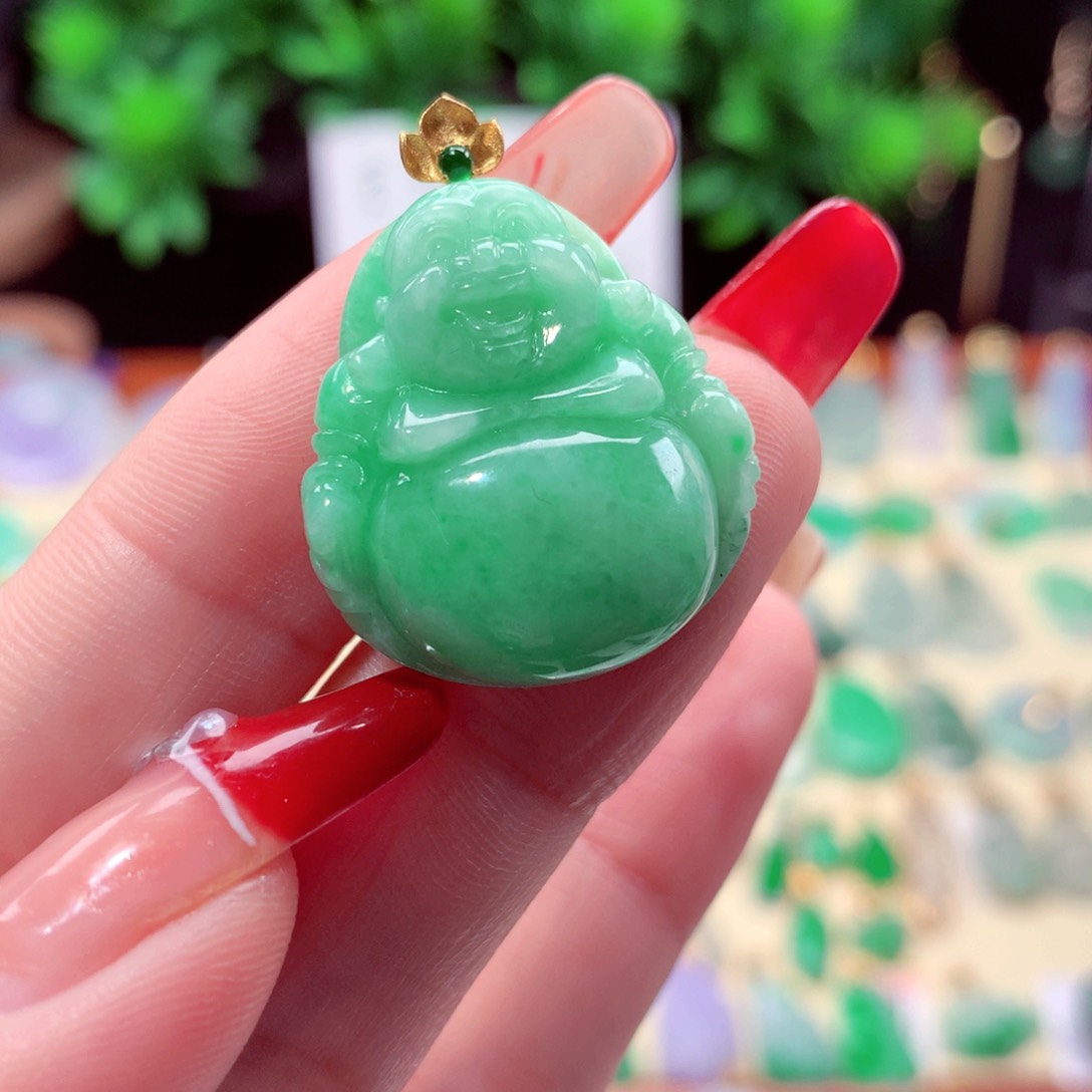 翡翠吊坠(不含链)18K金镶嵌