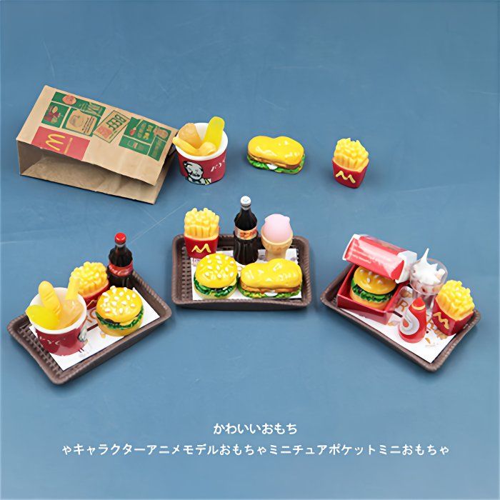 迷你玩具仿真食物甜品饮料汉堡全家桶薯条圣代微缩食玩过家家模型