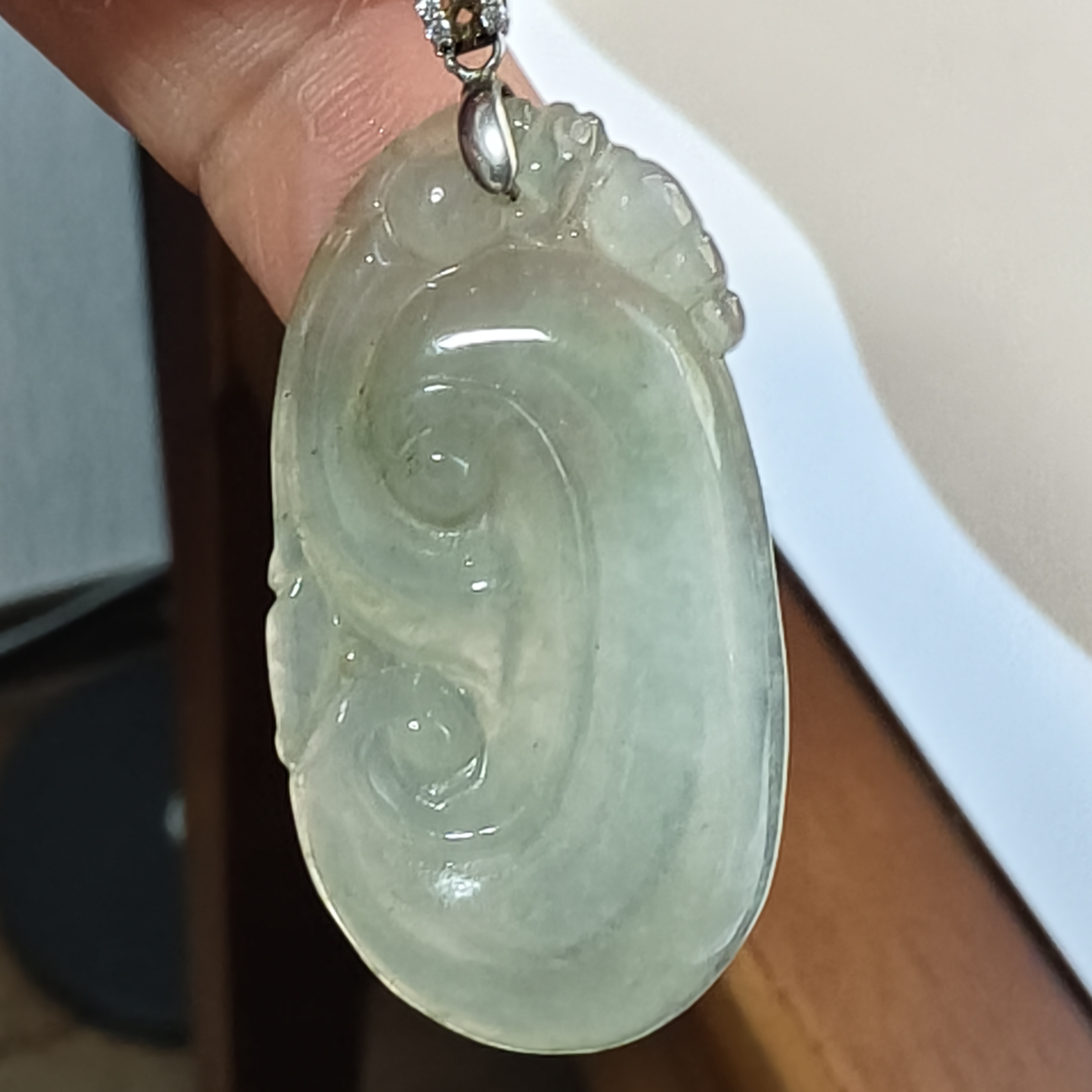 A5236天然A货缅甸翡翠吊坠冰种如意41*22.3*4.8mm玉石玉坠玉挂件