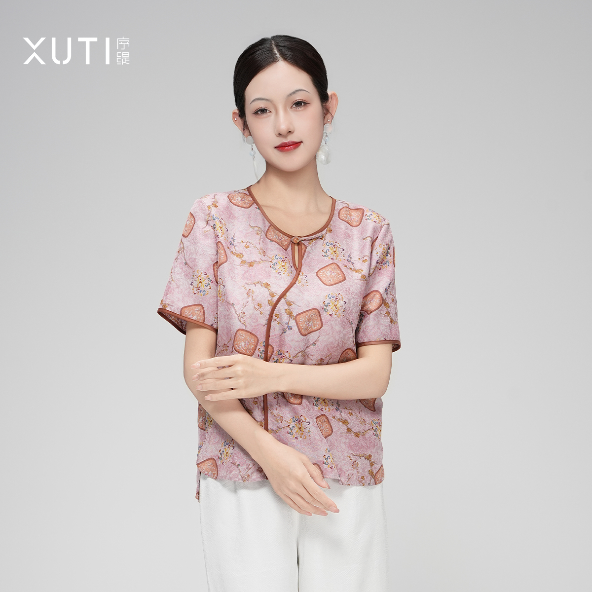 序缇『合香沉』夏季新款新中式桑蚕丝三经绞罗非遗上衣女H127-16999