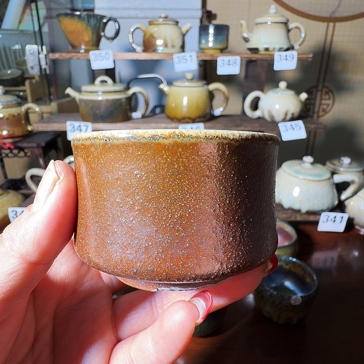 建水紫陶柴烧白泥柴烧杯