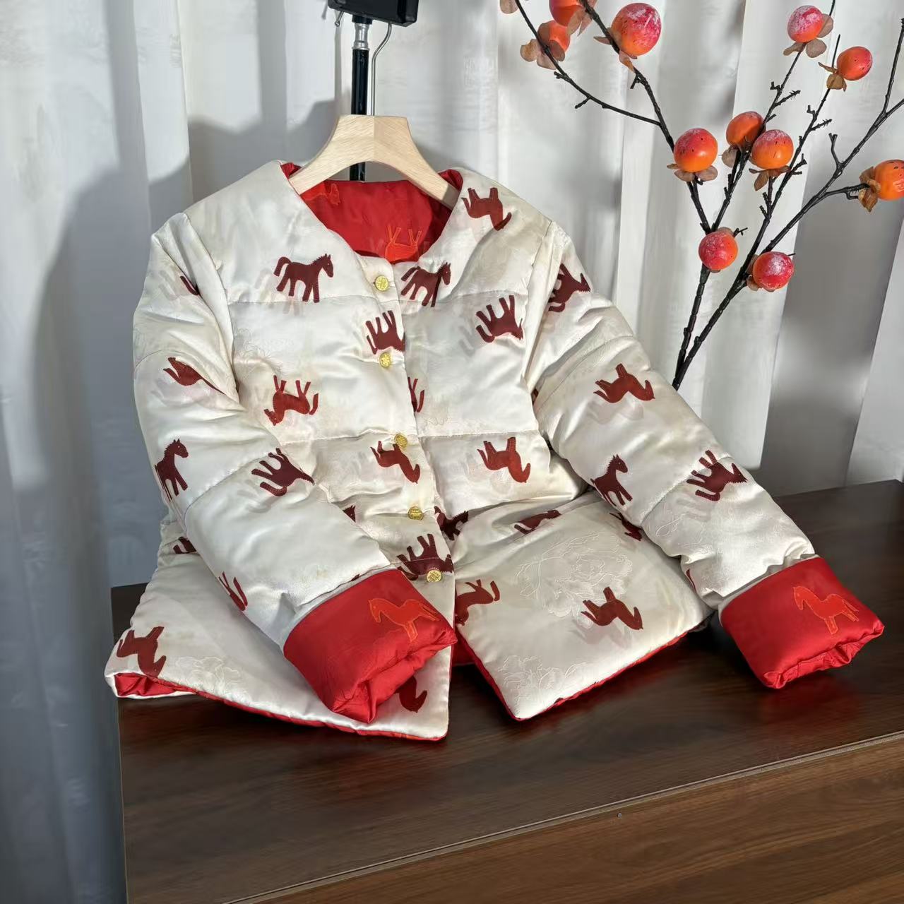 （马到成功）新中式冬季加厚棉衣刺绣棉袄立领新国风网红保暖外套