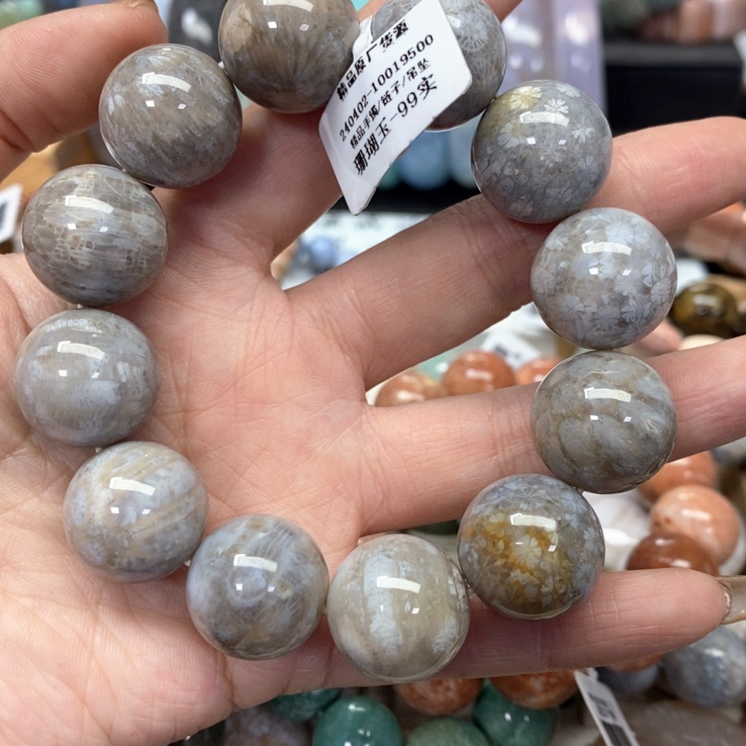 硅化珊瑚（珊瑚玉）手链未镶嵌我**素454