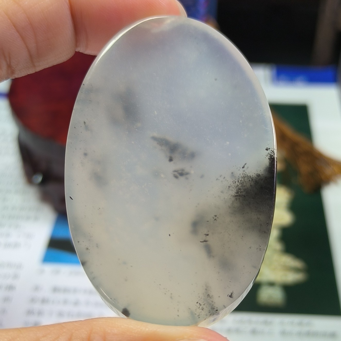 天然岫玉精品高冰水墨丹青俏色平安无事牌吊坠挂件水墨意境