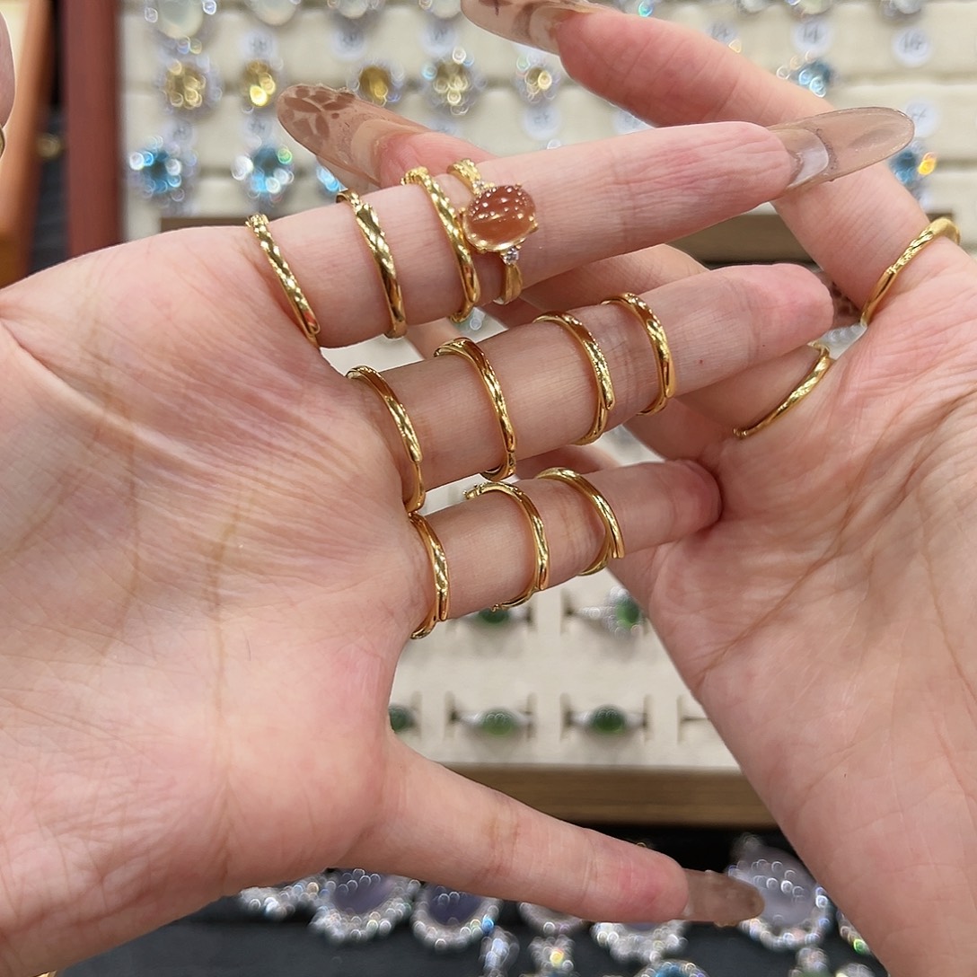 慧***计黄晶戒指银S925镀金镶嵌