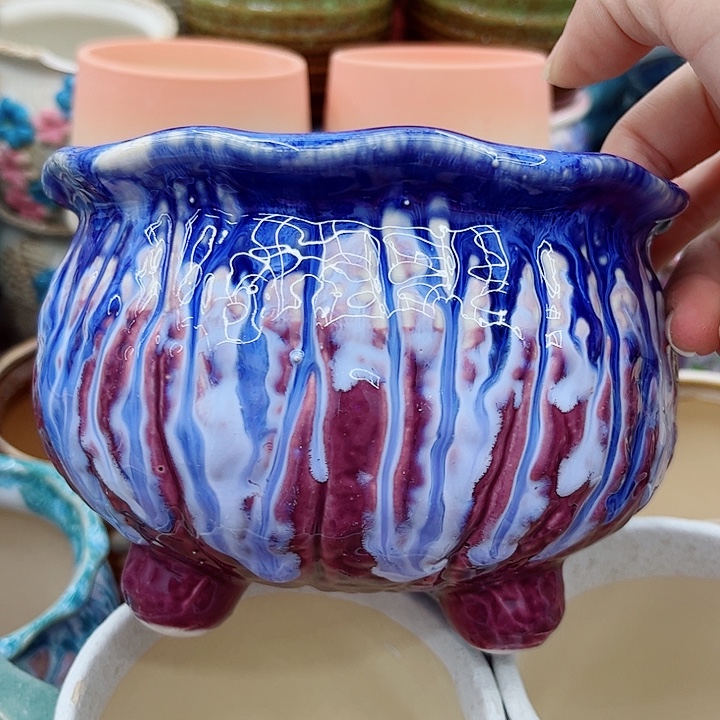 多肉绿植陶瓷花盆9.9包邮，有孔