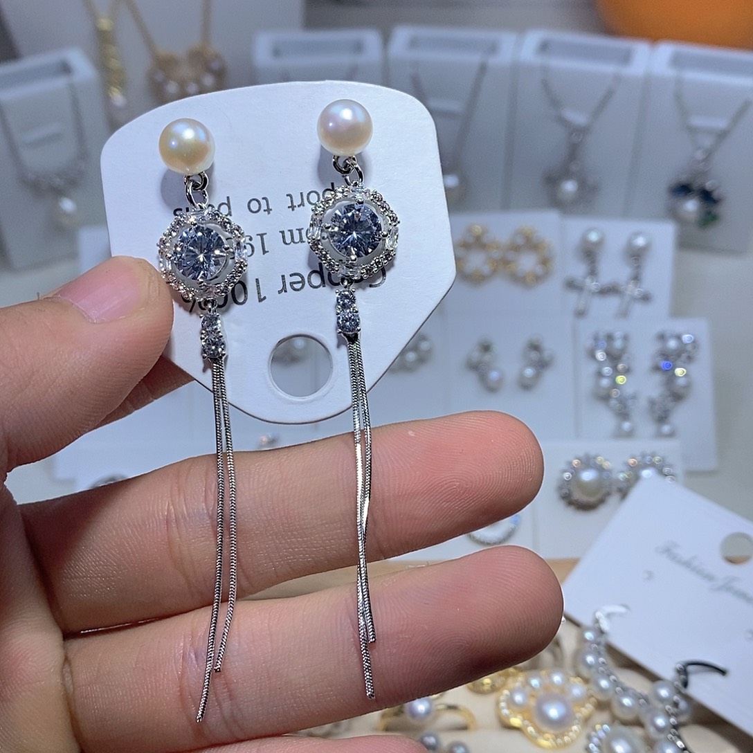 淡水珍珠耳饰银S925镶嵌