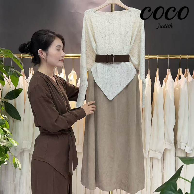 2025年秋季新款时尚休闲减龄两件套上衣半身裙+腰带M818