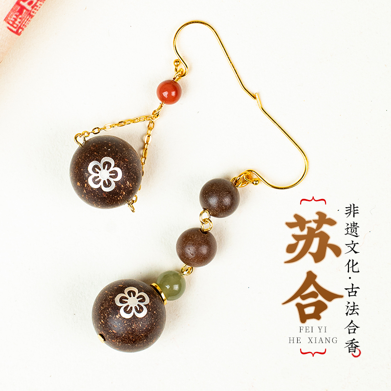 【天然合香】窖藏苏合1.5单颗耳环设计款