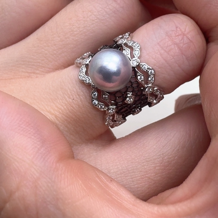海水珍珠戒指银S925镶嵌