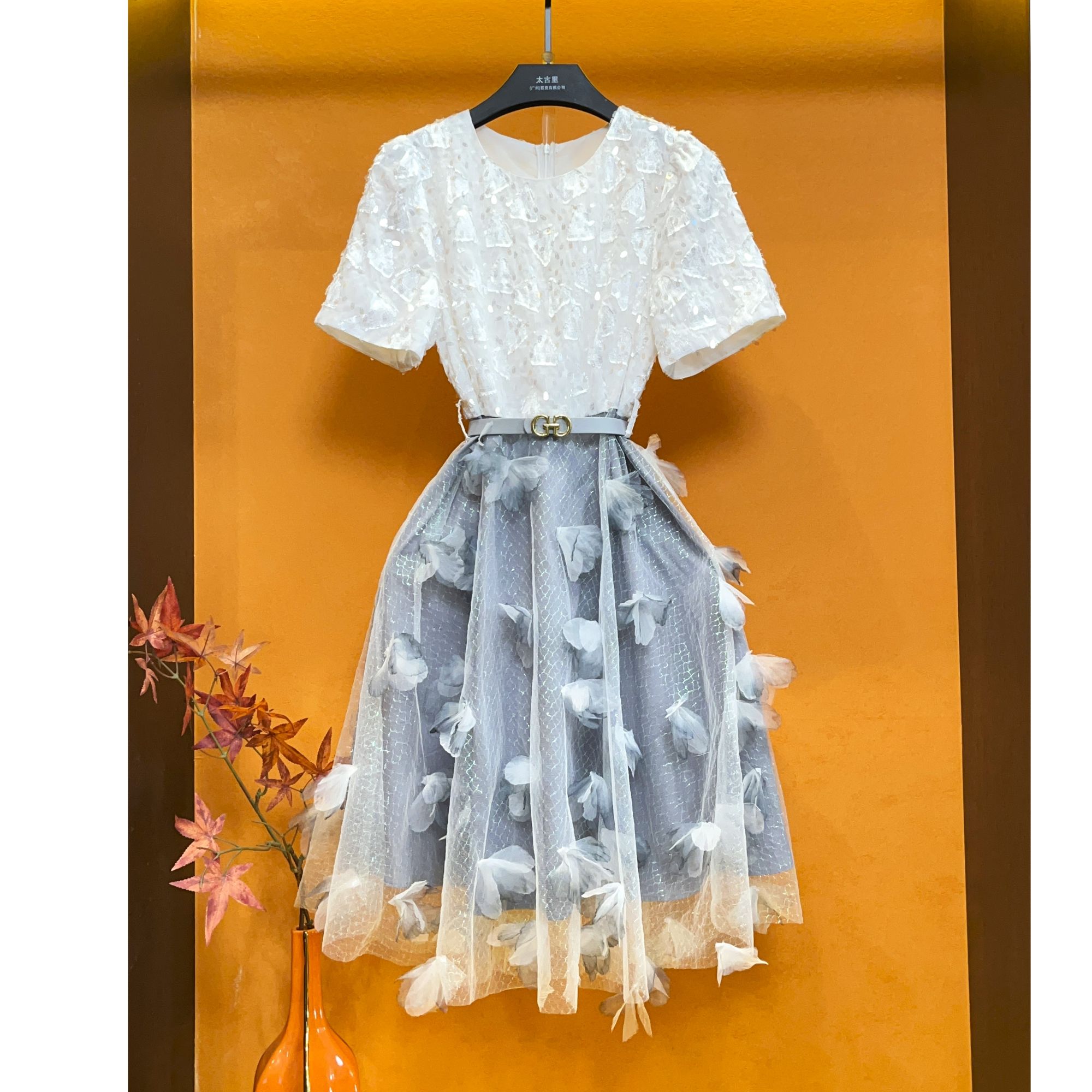 JOJO-新中式设计师高级感气质奢华显瘦连衣裙LOVES-A1649蕾丝轻奢