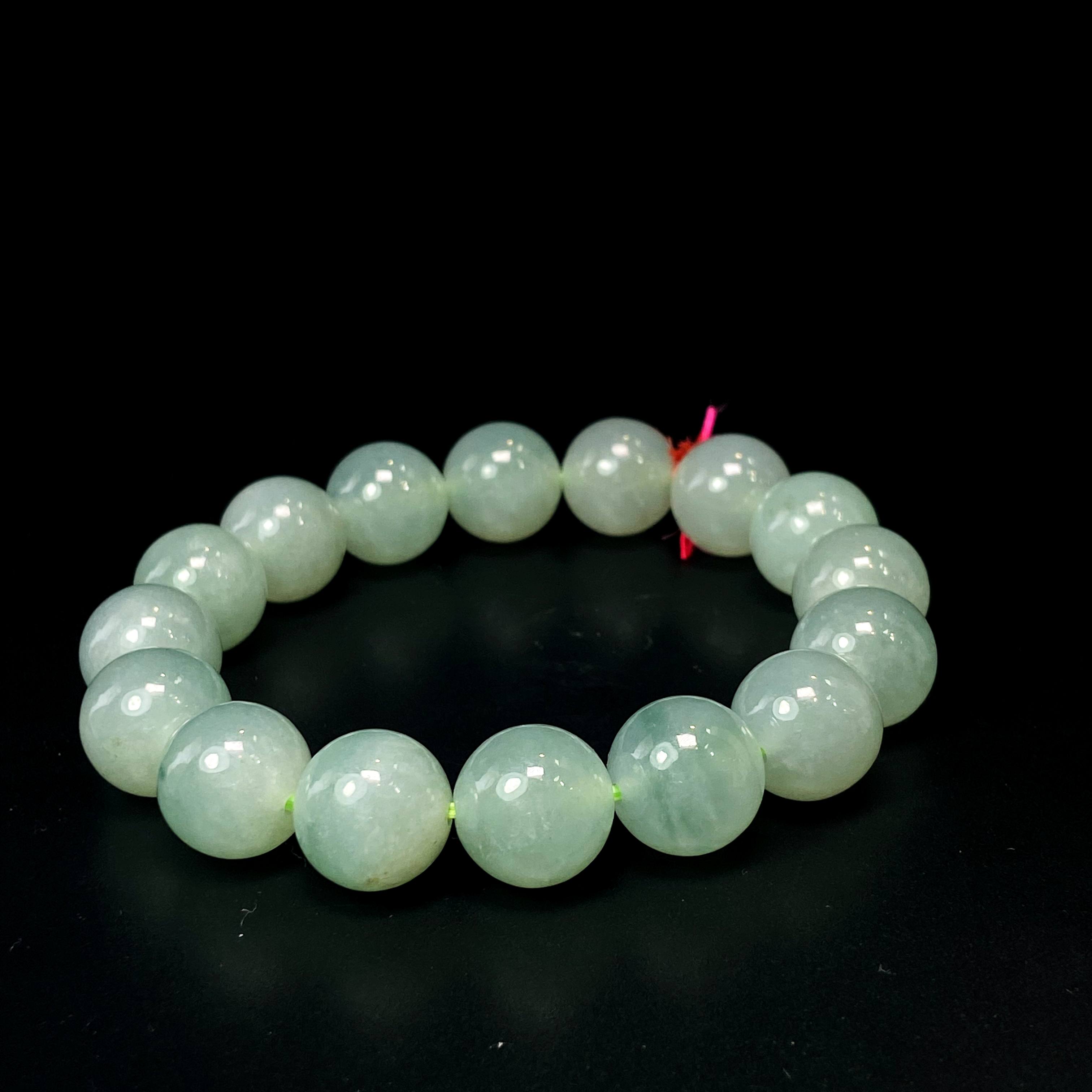 RX21天然缅甸A货翡翠绿胶圆珠手串/078358/北京中保拍卖