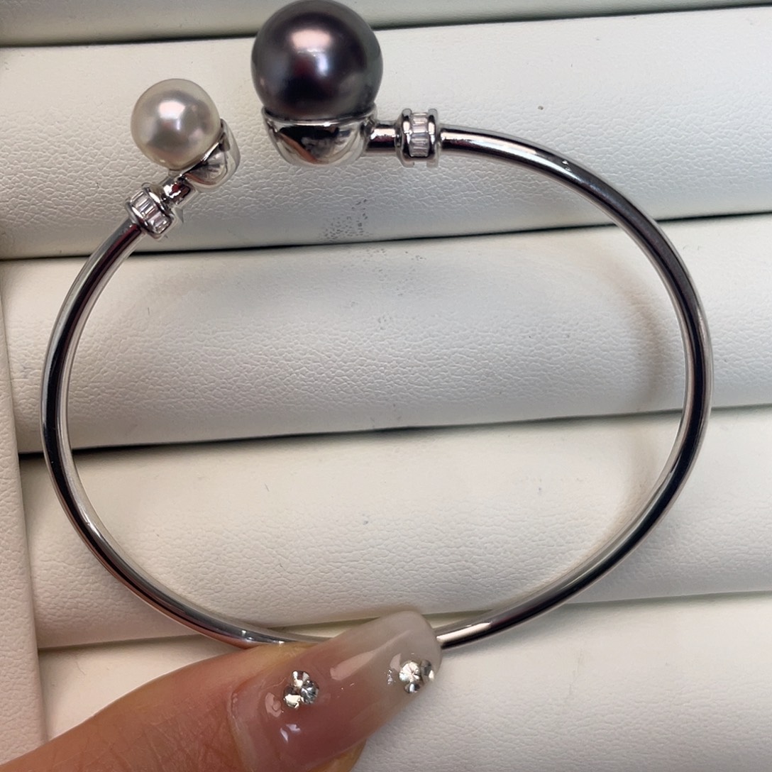 手绳银S925镶嵌海水珍珠